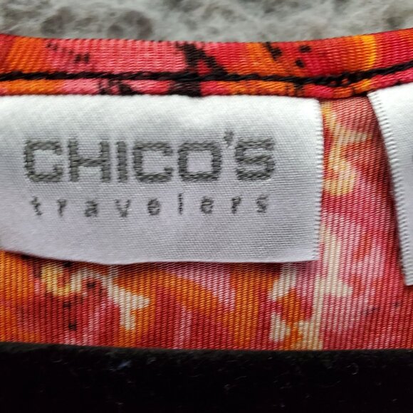 Chicos Travelers Womens Size 2 Us 12 Red Sleeveless Tank Top Abstract Print - Picture 2 of 9